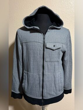 Tony Hawk Herringbone Zip-Up Hoodie Jacket in Light Gray